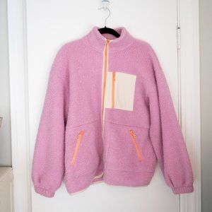 Universal Thread Full Zip Pink Sherpa Jacket color block